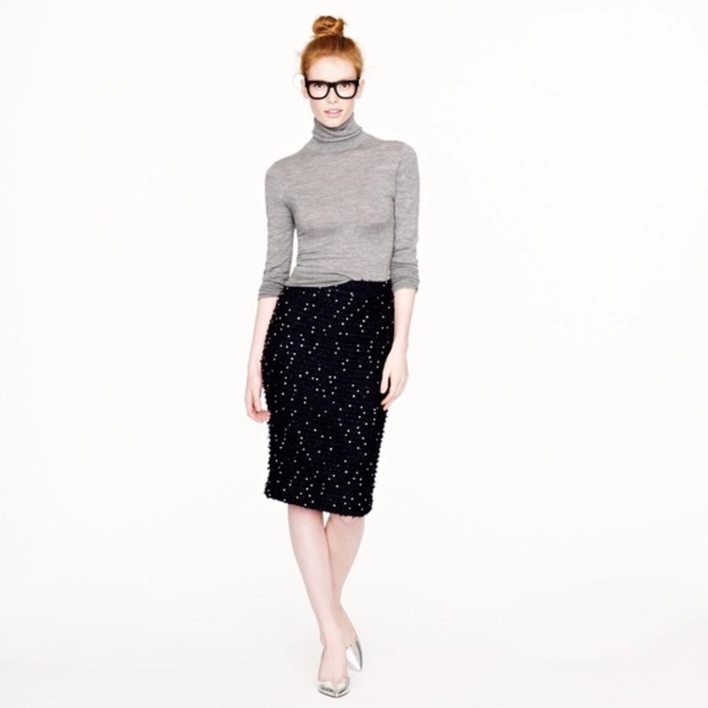 J. Crew Collection Tweed Sequin Pencil Skirt Sz 2